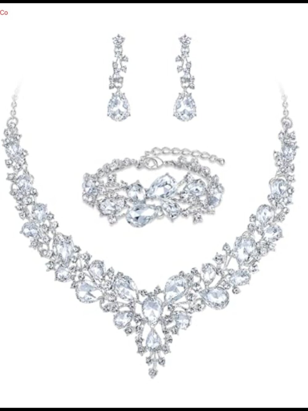 Austrian Crystal Wedding Jewelry Set Necklace Earrings Bracelet Bride